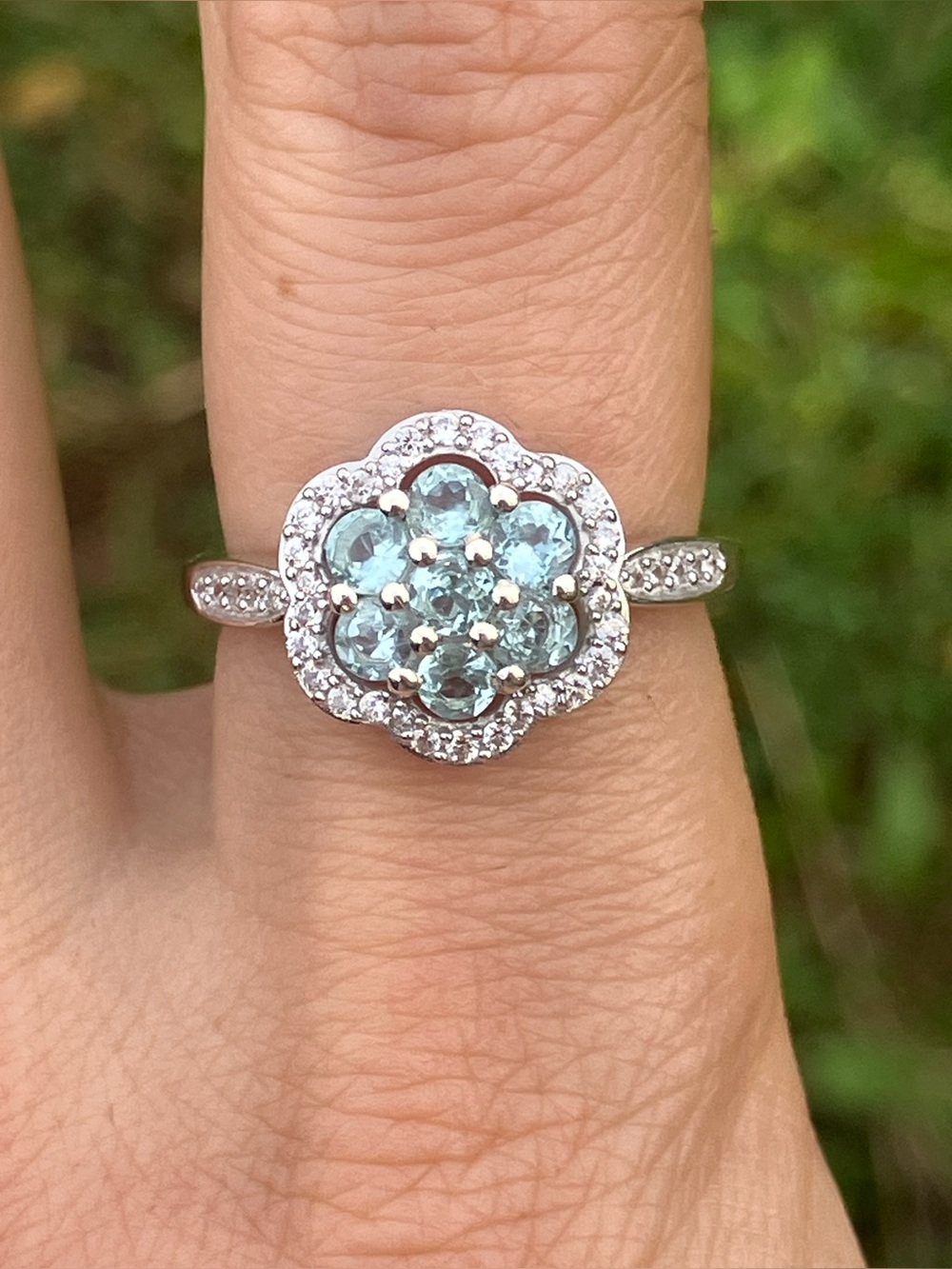 Natural Blue Apatite Sterling Silver Ring Size 8